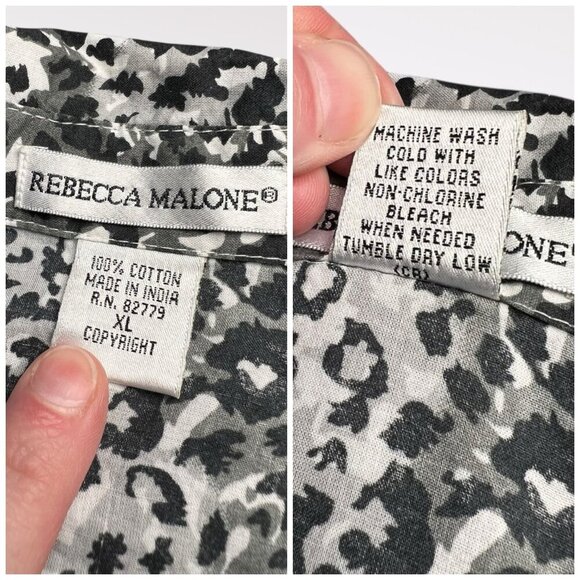 Rebecca Malone Animal Print Button Down XL 100% Cotton - Picture 3 of 8
